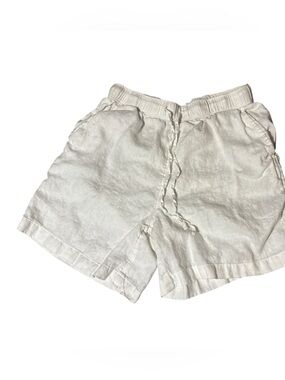 Tamari White 100% Linen Drawstring Shorts